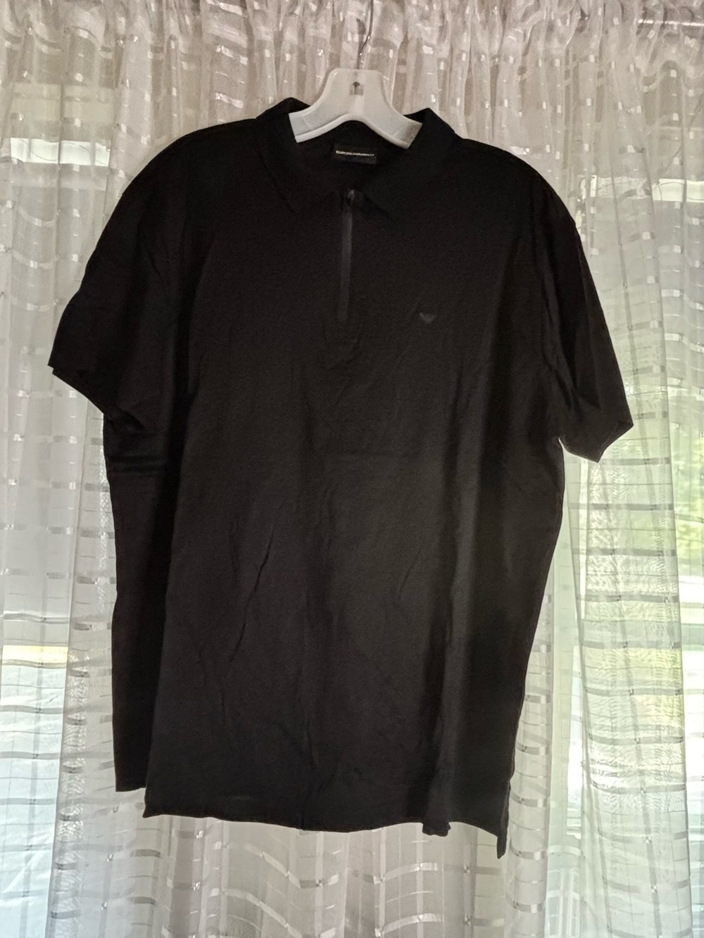 Emporio Armani Black Short-Sleeve Polo with Zip Placket